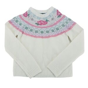 FCT With Love Fair Isle Sweater Cream‎ Floral Knit Medium NWT